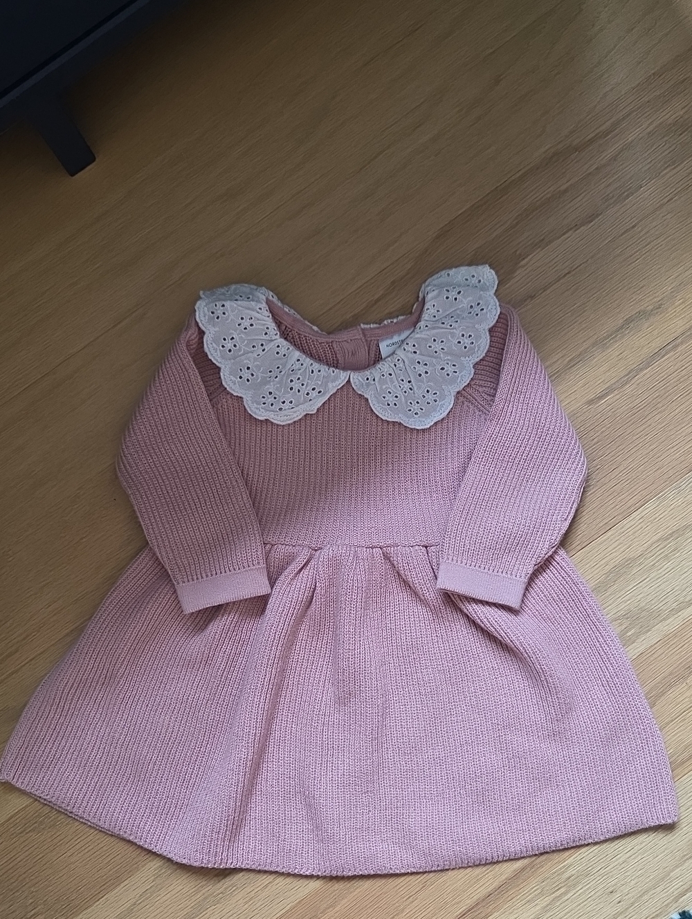 3M Baby Nordstrom Pink Knit Dress with White Eyelet Collar
